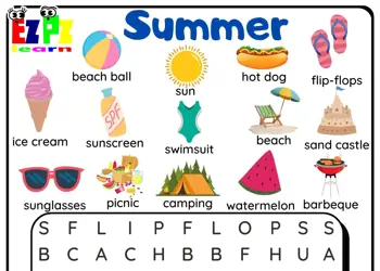 Summer Word Search free PDF Download